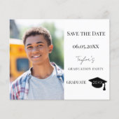 Modern Graduation Party guy budget Save the Date Flyer (Voorkant)