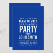 Modern Graduation Party Invitation Blue White Kaart (Voorkant / Achterkant)