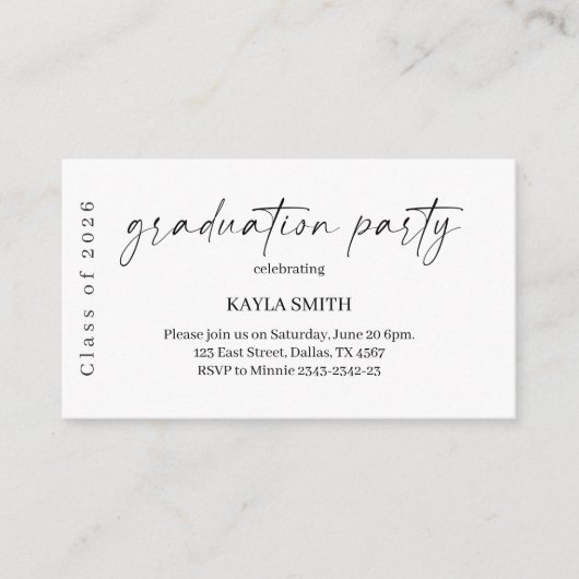 Modern Graduation Party Invitation Insert (Devant)