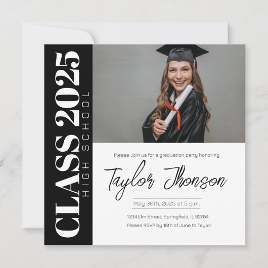 Modern Graduation Party Invitation With photo (Devant)