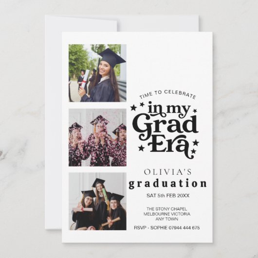 Modern Graduation Party Invitation with Photos (Devant)