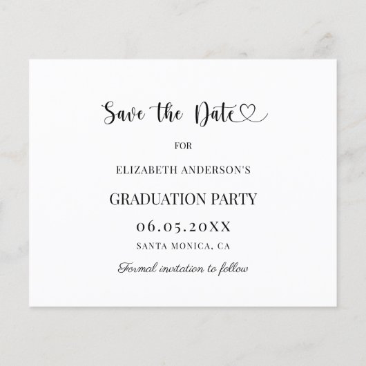 Modern Graduation Party Save the Date card (Achterkant)