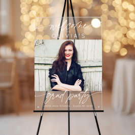 Modern Graduation Party Script Photo Welcome  Acryl Bord