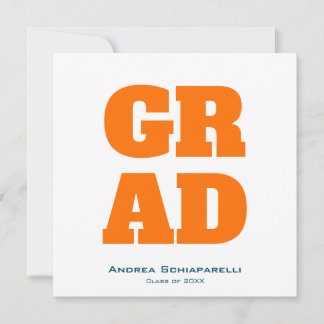 Modern Graduation Party Sinaasappel en Blauw Plein Kaart