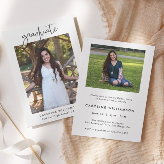 Modern Graduation Photo Open House Invitation Bedankkaart