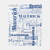 Modern Graffiti Blue White Long Names Pattern Fleece Deken (Voorkant)