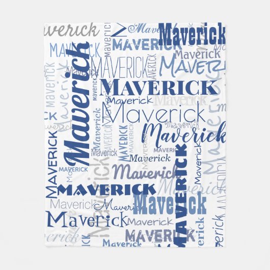 Modern Graffiti Blue White Long Names Pattern Fleece Deken (Voorkant)