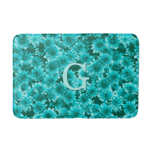Modern grafisch patroon, Blauwgroen en Aqua Badmat