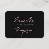 Modern grafisch roze zwart professioneel script visitekaartje (Voorkant)