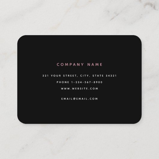 Modern grafisch roze zwart professioneel script visitekaartje (Achterkant)