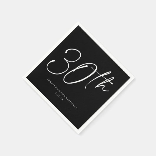 Modern grafisch script Dertigste 30e verjaardag Servet (Hoek)