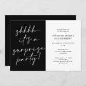 Modern grafisch script Shhhh Surprise Birthday Par Kaart (Voorkant / Achterkant)