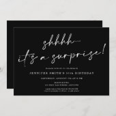 Modern grafisch script Shhhh Surprise Birthday Par Kaart (Voorkant / Achterkant)