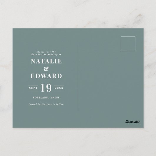 Modern, grafisch, typografie sparen de datum briefkaart (Achterkant)