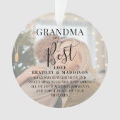 Modern 'GRANDMA' 2 Foto Names & Quote Kerstmis Ornament (voorkant)