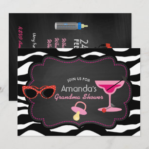 Modern Grandma Baby shower Chalkboard Invitation Kaart