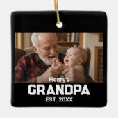 Modern Grandpa Est. Name Year Photo Black Keramisch Ornament (Voorkant)