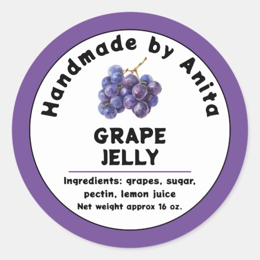 Modern Grape Jam of Jelly Canning Jar Label (Voorkant)
