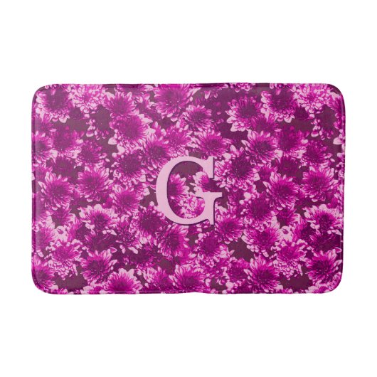 Modern Graphic Dahlia Pattern, Amethyst Paars Badmat (Voorkant)