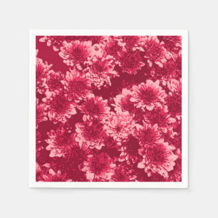 Modern Graphic Dahlia Pattern, Bourgogne en Roze Servetten