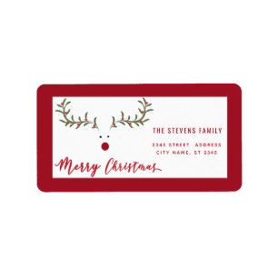 Modern grappig holly rendierscript voor kerst etiket