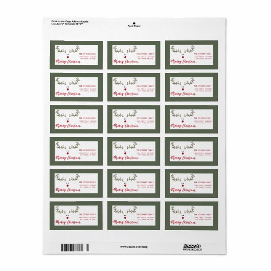 Modern grappig holly rendierscript voor kerst etiket (Full Sheet)