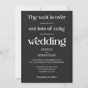 Modern grappig minimalistisch script zwart bruilof kaart