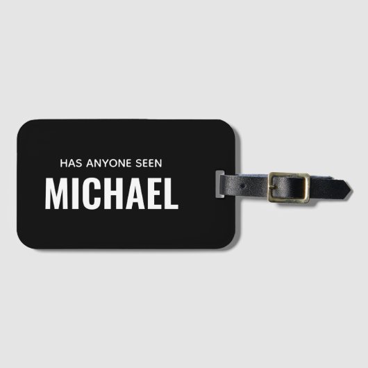 Modern Grappig Monogram Gepersonaliseerde Naam Bagagelabel (Voorkant (horizontaal))