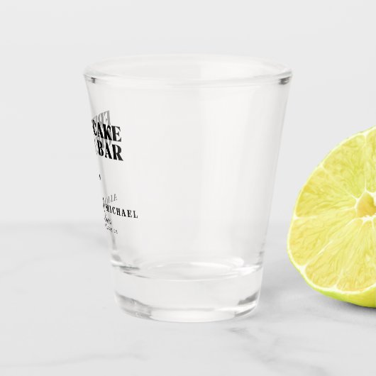 Modern grappige open bar bruiloft redt de datum shot glas (Rechts)