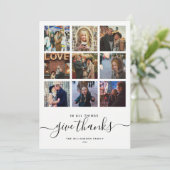 Modern Gratitude-script | 9 Eenvoudige fotocollage Feestdagenkaart (Staand voorkant)