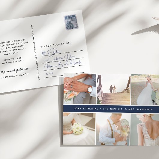 Modern Gratitude | Weddenfoto collage Hartelijk da Briefkaart