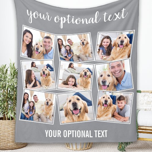 Modern Gray 9 Foto Collage Fleece Deken