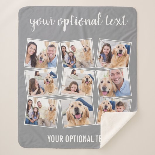 Modern Gray 9 Foto Collage Sherpa Deken (Voorkant)