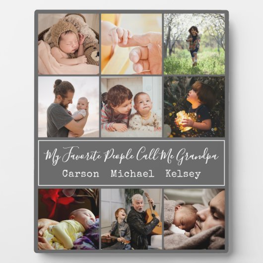 Modern Gray 9 Photo Collage voor opa Fotoplaat (Voorkant)
