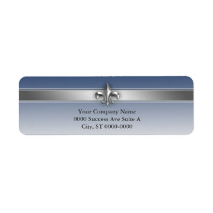 Modern Gray and Blue Silver Fleur de Lis Etiket