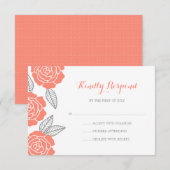 Modern Gray and Coral Roos Wedding RSVP (Voorkant / Achterkant)