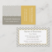 Modern Gray and White Chevron Interior Designer Visitekaartje (Voorkant / Achterkant)