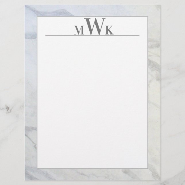 Modern Gray and White Marble Letterhead Briefhoofd (Voorkant)