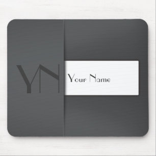 Modern Gray Anthracite Monogram Name - Mousepad Muismat