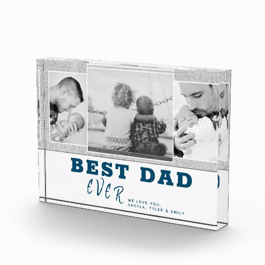Modern Gray Best Father's Day 3 Fotoblokken (Rechts)