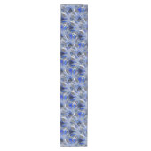 Modern Gray & Blue Artistic Floral Pattern Medium Tafelloper (Voorkant)