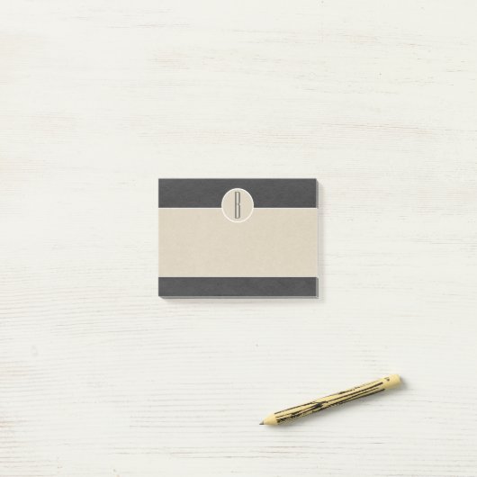 Modern Gray & Brown Kraft Rustic Monogram Initiaal Post-it® Notes (Op bureau)
