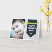 Modern Gray Chevron | Foto Vaderdag Kaart (Gele Bloem)