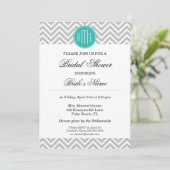 Modern Gray Chevron Mint Monogram - Vrijgezellenfe Kaart (Staand voorkant)