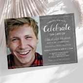 Modern Gray Custom Photo Memorial Service Kaart