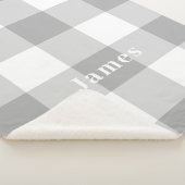 Modern Gray Gingham Pattern Monogram Naam Sherpa Deken (3/4)