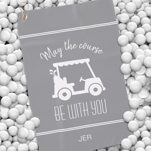 Modern Gray Golf Cart Monogrammed Golfer Cute Golfhanddoek