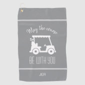 Modern Gray Golf Cart Monogrammed Golfer Cute Golfhanddoek (Voorkant)