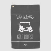 Modern Gray Golfer Course Quote Monogrammed Golfhanddoek (Voorkant)