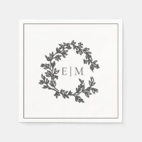 Modern Gray Leafy Crest Monogram Weddenschap